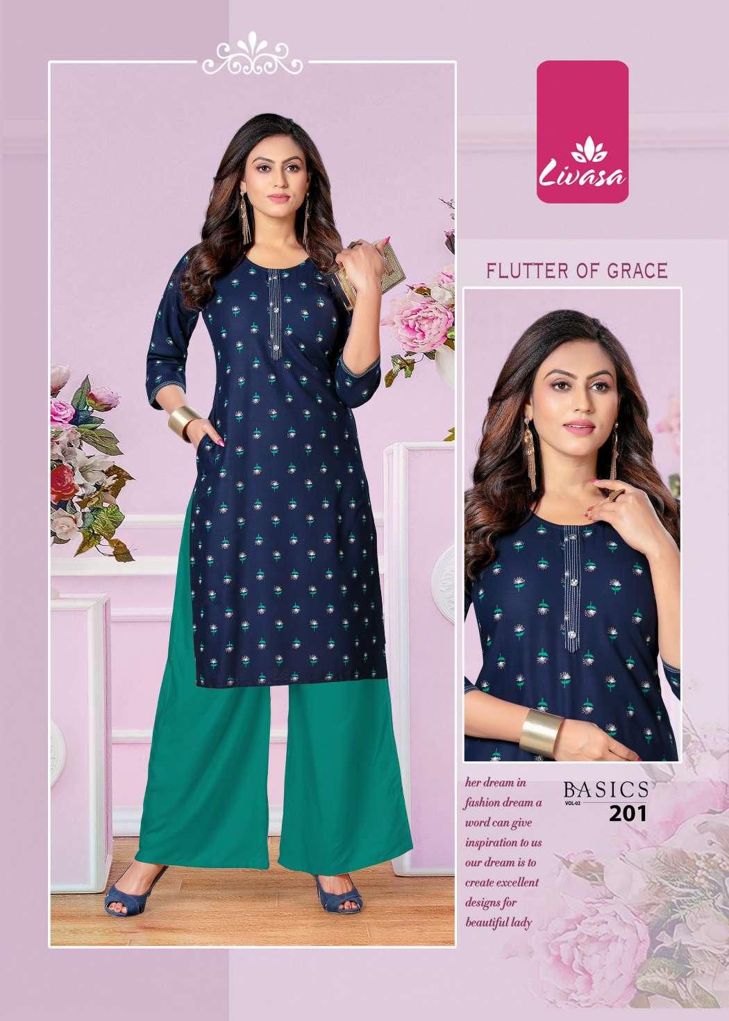 Livasa Basics 2 Rayon Printed Regular  Wear Designer Kurti Collection